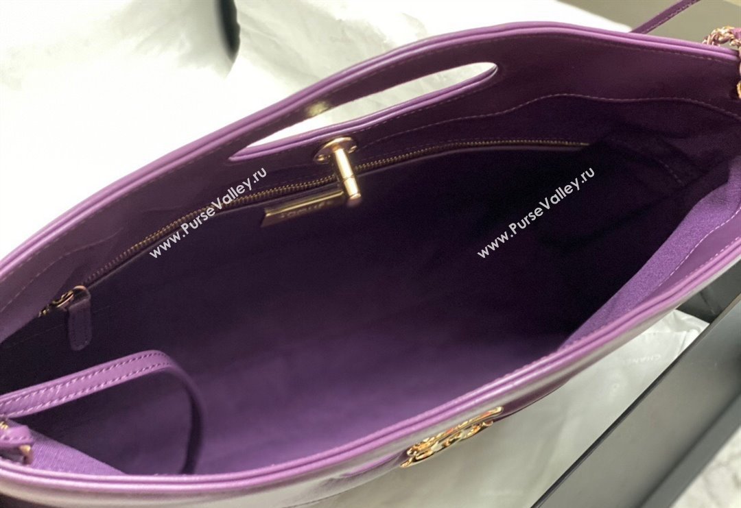 Chanel 31 Shiny Lambskin East-West Shopping bag AS4854 Dark Pink 2024 (yezi-240517063)