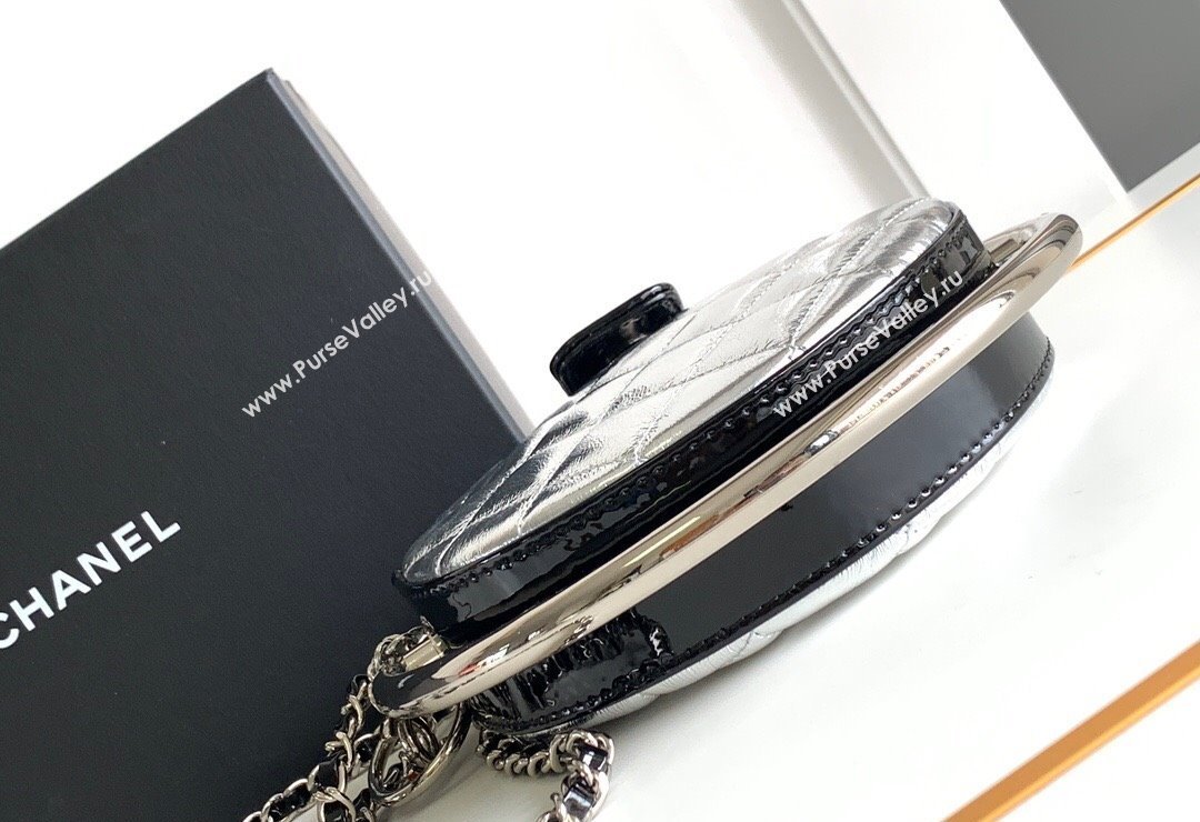 Chanel Tellurion Silver Calfskin Small Evening Bag with Chain 2024 (yezi-240517119)