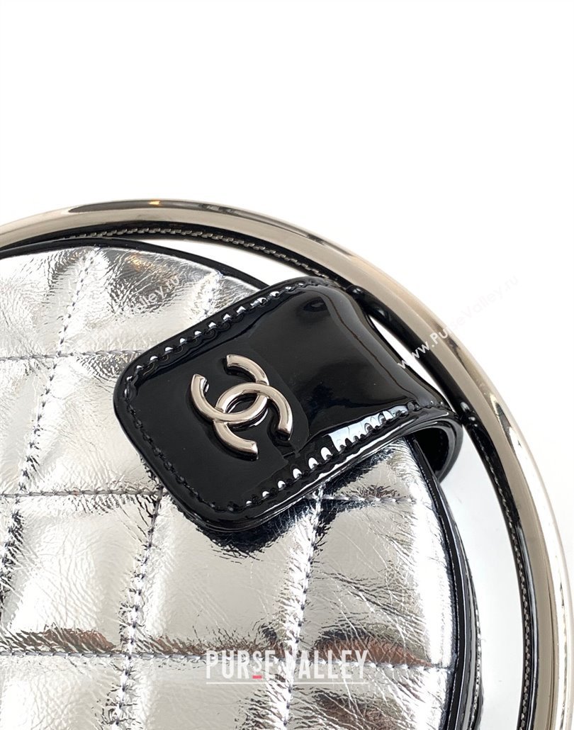 Chanel Tellurion Silver Calfskin Small Evening Bag with Chain 2024 (yezi-240517119)