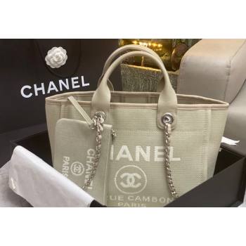 Chanel Deauville Cotton Calfskin Medium Shopping Bag Grey 2024 0517 (yezi-240517041)