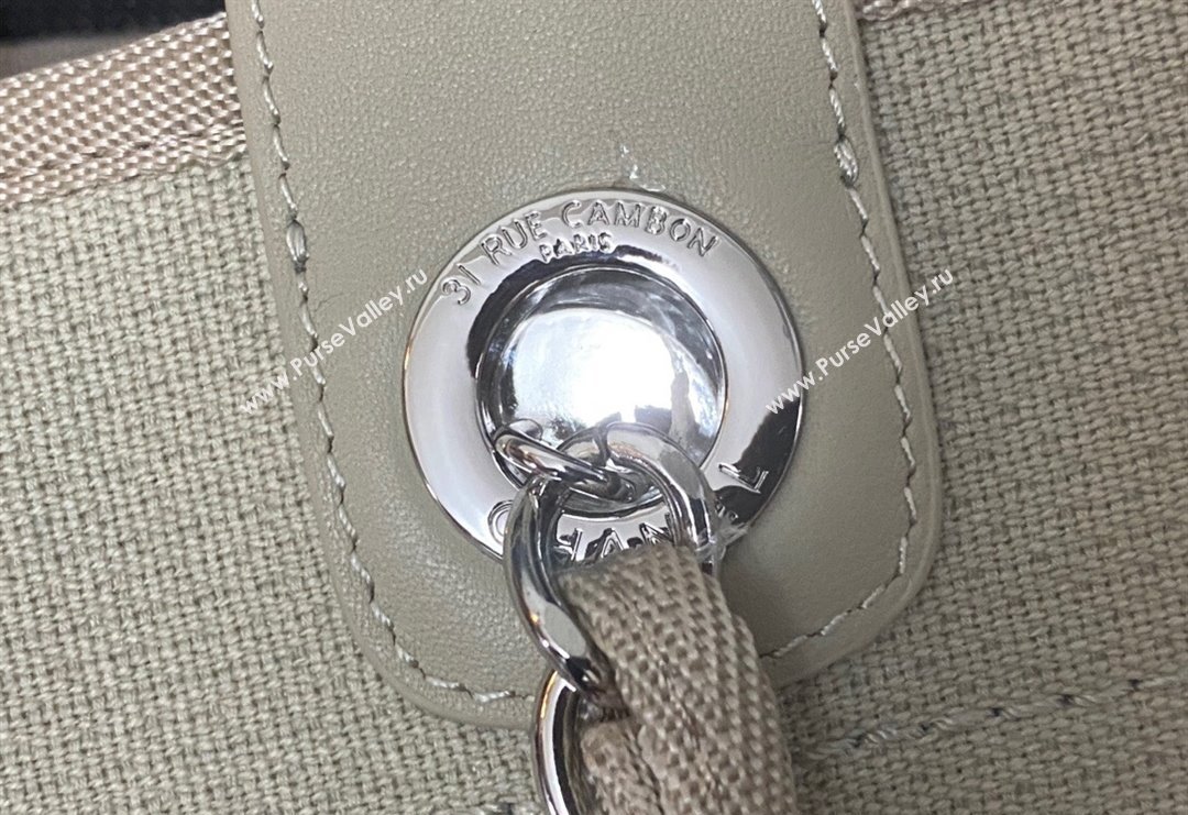Chanel Deauville Cotton Calfskin Medium Shopping Bag Grey 2024 0517 (yezi-240517041)