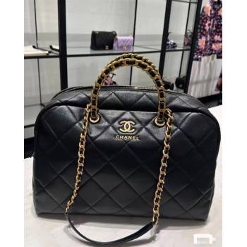 Chanel Quilted Calfskin Vintage Bowling Bag Black 2024 0517 (yezi-240517133)