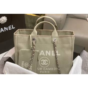 Chanel Deauville Cotton Calfskin Large Shopping Bag Grey 2024 0517 (yezi-240517043)