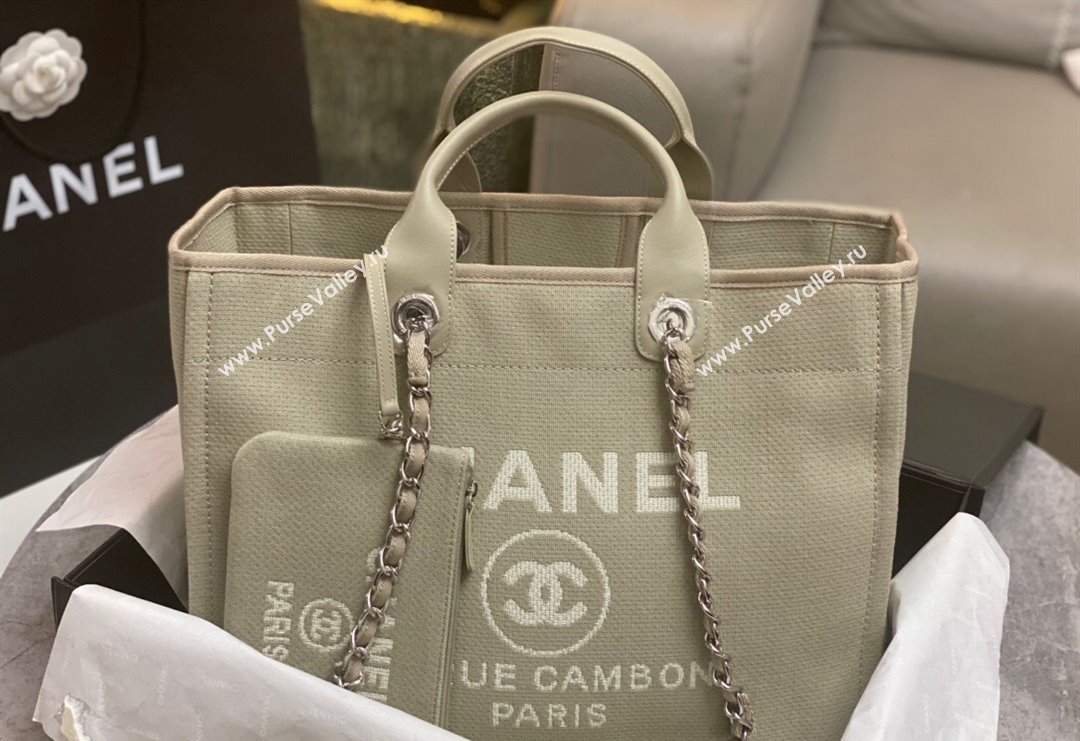 Chanel Deauville Cotton Calfskin Large Shopping Bag Grey 2024 0517 (yezi-240517043)