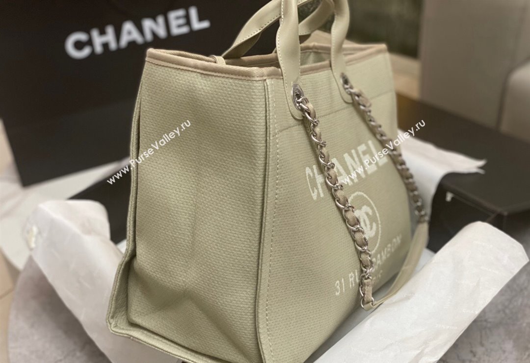 Chanel Deauville Cotton Calfskin Large Shopping Bag Grey 2024 0517 (yezi-240517043)