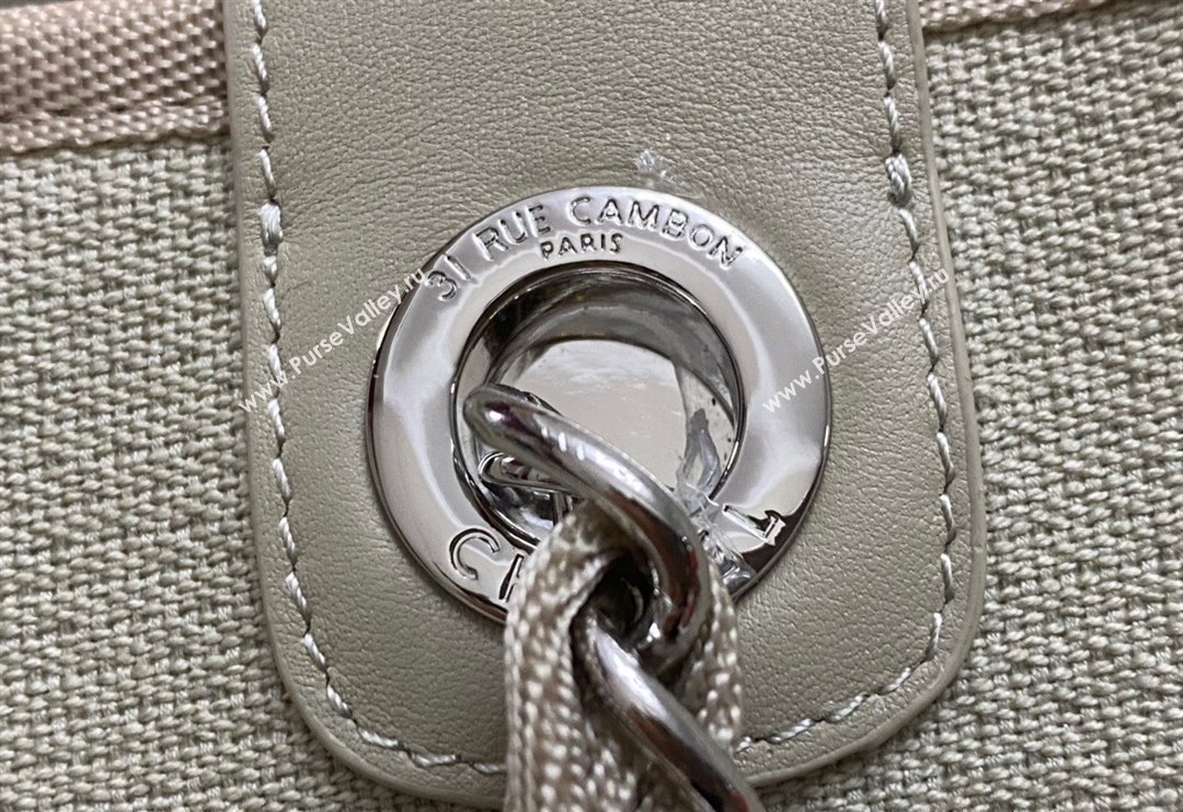 Chanel Deauville Cotton Calfskin Large Shopping Bag Grey 2024 0517 (yezi-240517043)