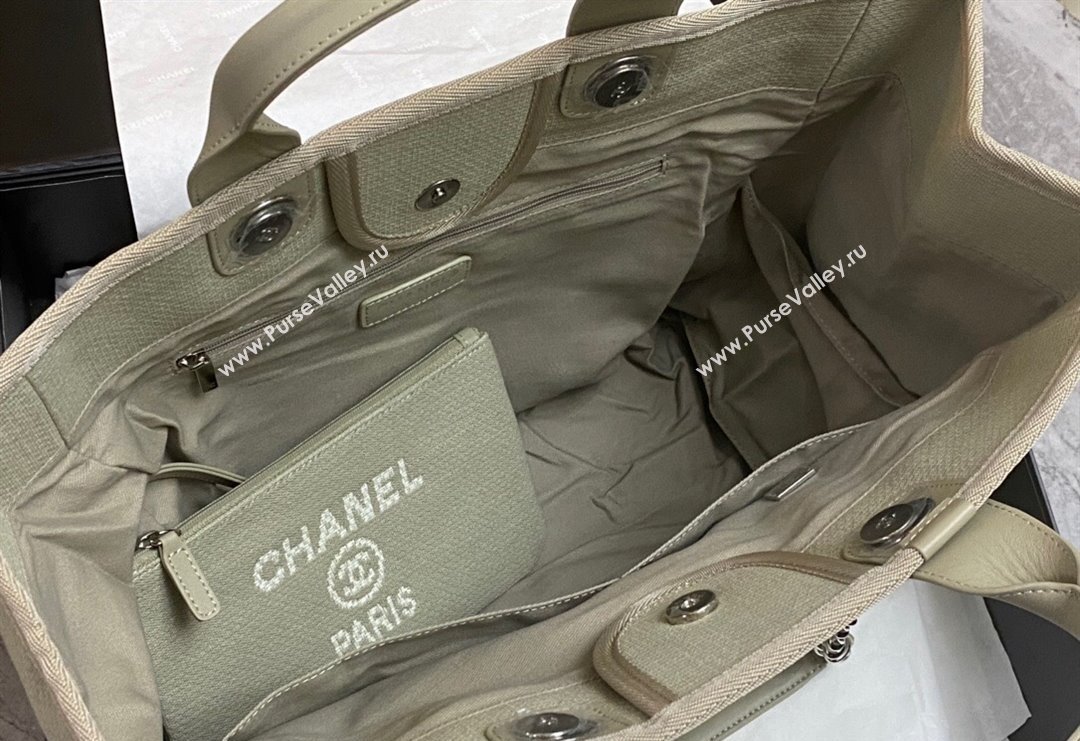 Chanel Deauville Cotton Calfskin Large Shopping Bag Grey 2024 0517 (yezi-240517043)