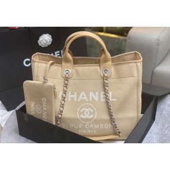Chanel Deauville Cotton Calfskin Large Shopping Bag Beige 2024 0517 (yezi-240517045)