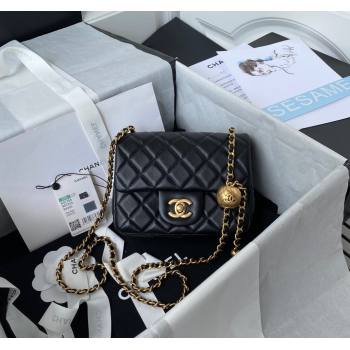 Chanel Lambskin Mini Square Flap Bag with Gold-Tone Metal Ball AS1786 Black 2024 (yezi-240517107)