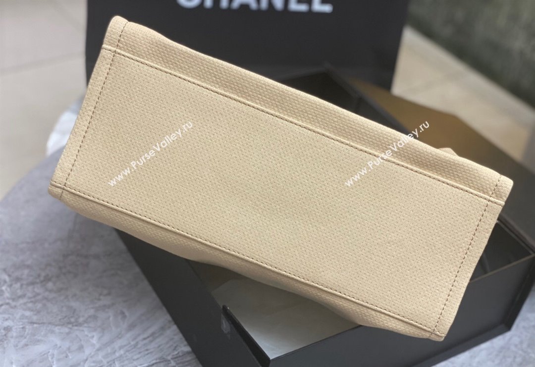 Chanel Deauville Cotton Calfskin Large Shopping Bag Beige 2024 0517 (yezi-240517045)