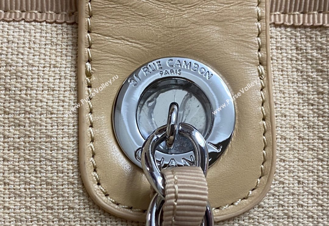 Chanel Deauville Cotton Calfskin Large Shopping Bag Beige 2024 0517 (yezi-240517045)