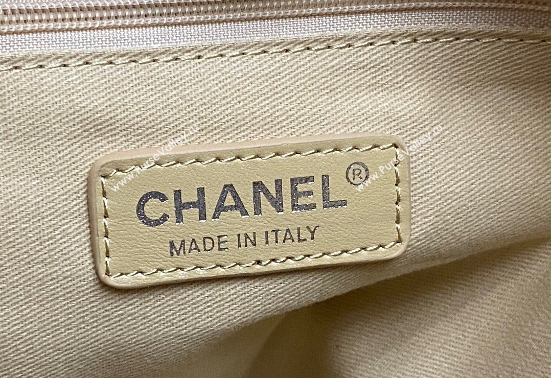 Chanel Deauville Cotton Calfskin Large Shopping Bag Beige 2024 0517 (yezi-240517045)