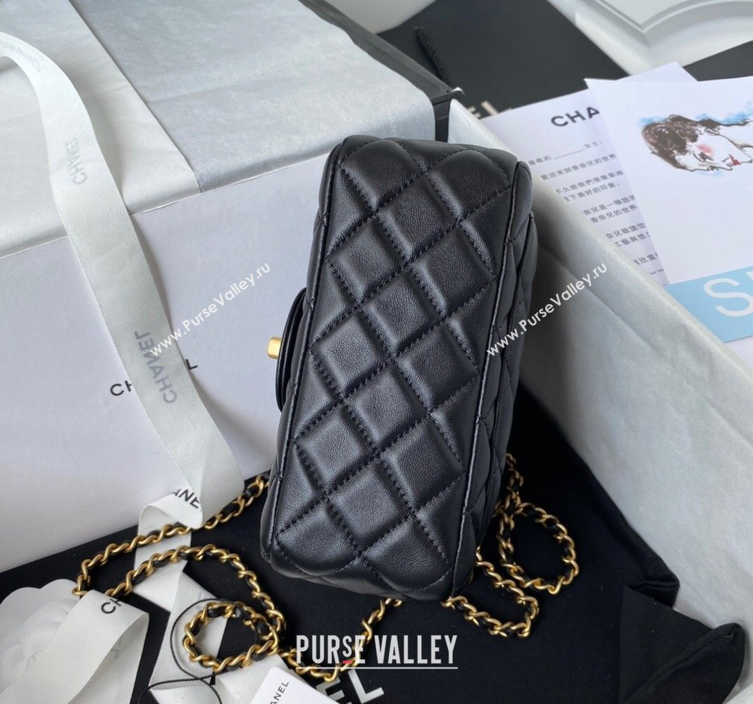 Chanel Lambskin Mini Square Flap Bag with Gold-Tone Metal Ball AS1786 Black 2024 (yezi-240517107)