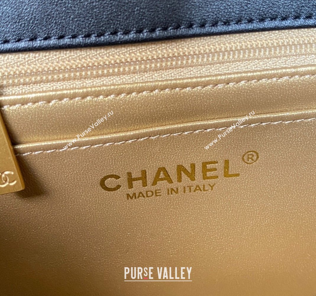 Chanel Lambskin Mini Square Flap Bag with Gold-Tone Metal Ball AS1786 Black 2024 (yezi-240517107)