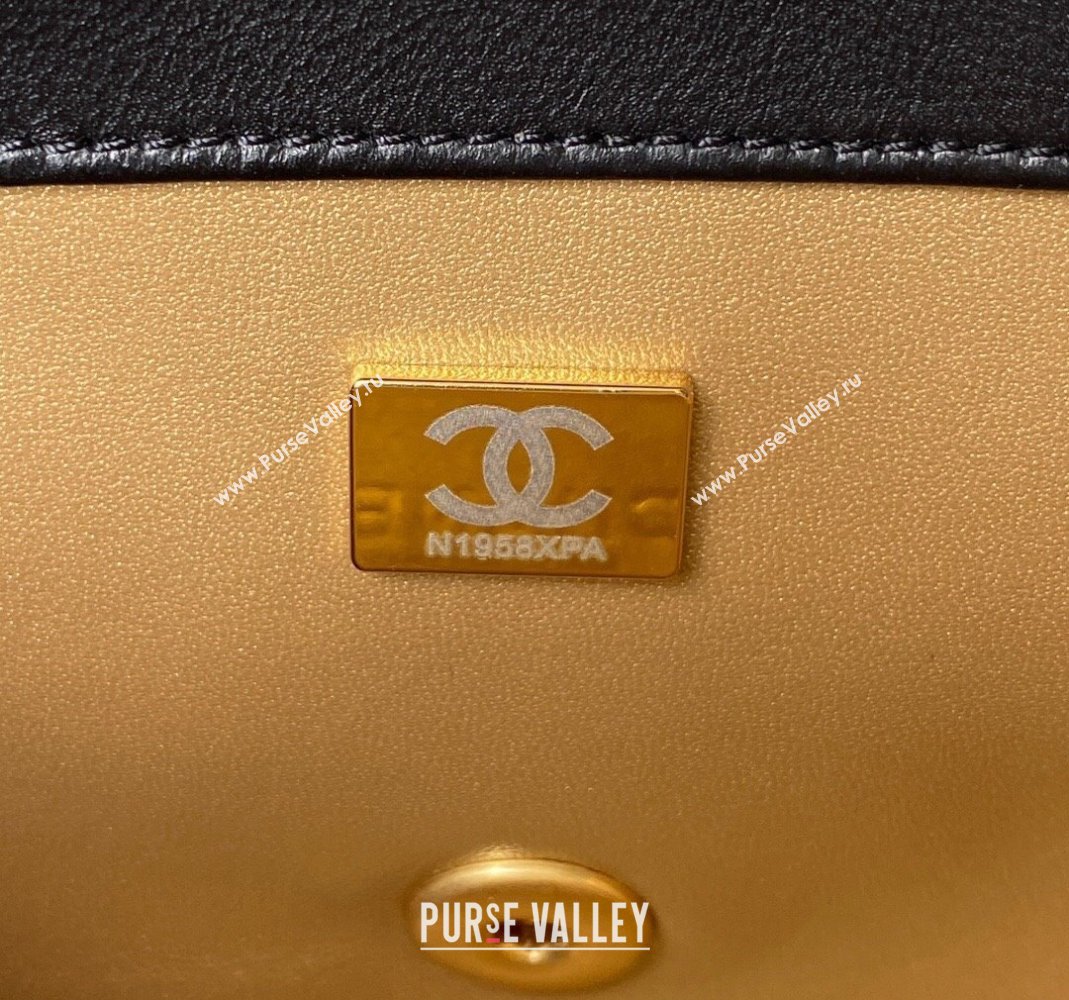 Chanel Lambskin Mini Square Flap Bag with Gold-Tone Metal Ball AS1786 Black 2024 (yezi-240517107)