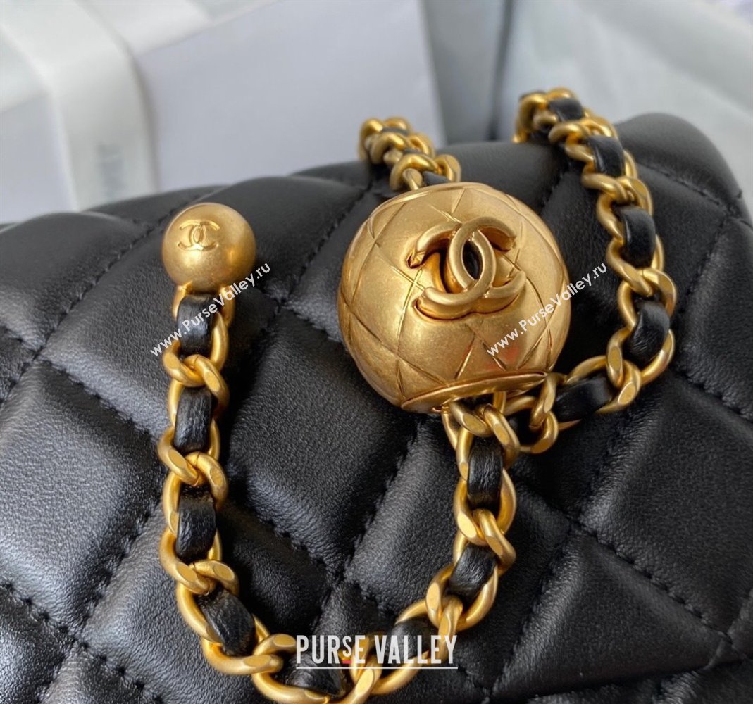 Chanel Lambskin Mini Square Flap Bag with Gold-Tone Metal Ball AS1786 Black 2024 (yezi-240517107)