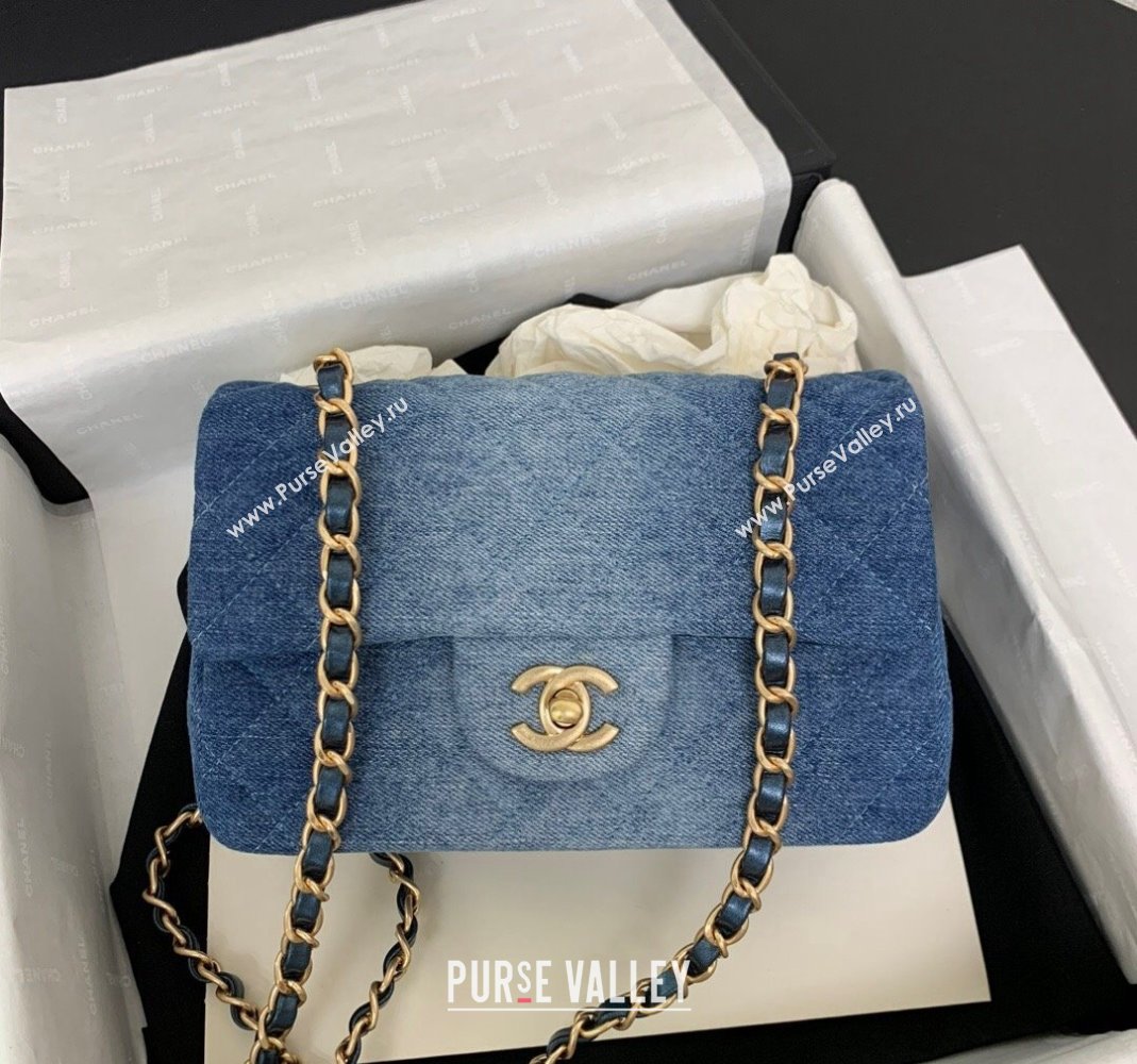 Chanel Washed Denim Classic 11.12 Flap bag A01112 Blue 2024 (yezi-240517135)