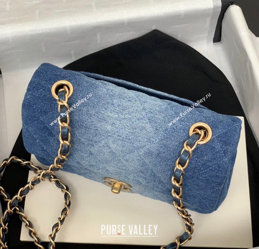 Chanel Washed Denim Classic 11.12 Flap bag A01112 Blue 2024 (yezi-240517135)