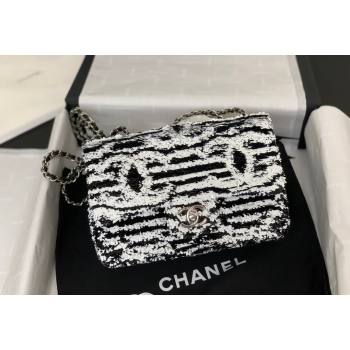 Chanel Sequins Small Flap Bag AS4561 Black/White 2024 (yezi-240517136)