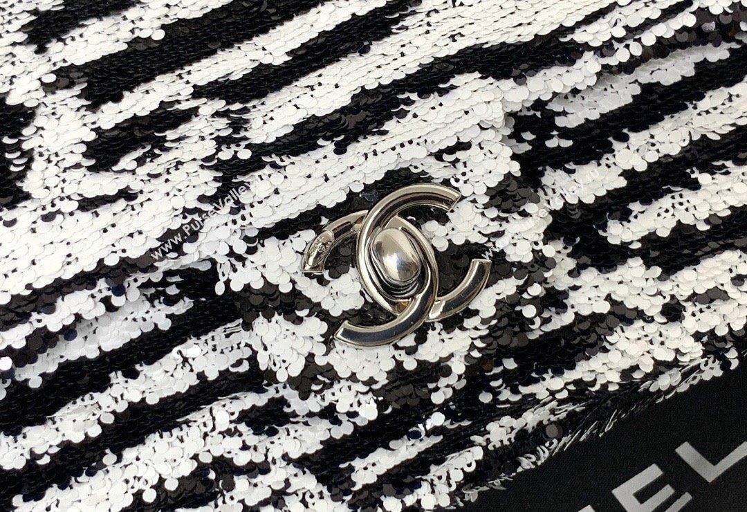 Chanel Sequins Small Flap Bag AS4561 Black/White 2024 (yezi-240517136)