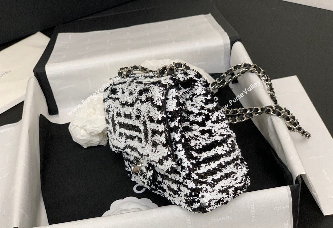 Chanel Sequins Small Flap Bag AS4561 Black/White 2024 (yezi-240517136)
