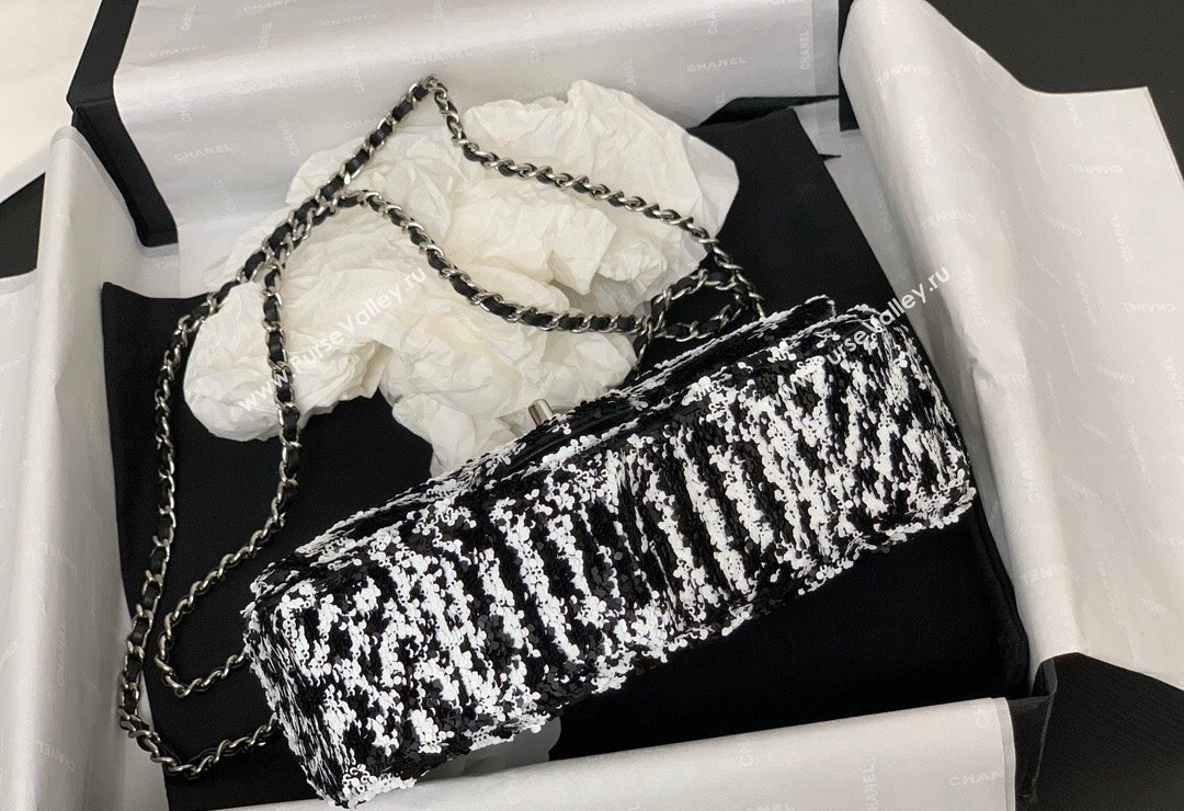 Chanel Sequins Small Flap Bag AS4561 Black/White 2024 (yezi-240517136)