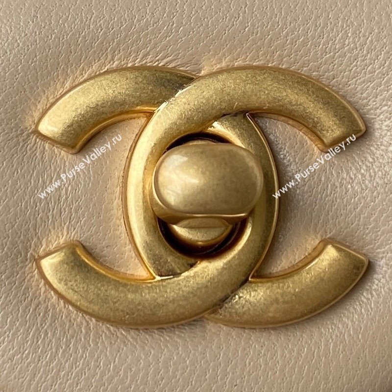 Chanel Lambskin Mini Square Flap Bag with Gold-Tone Metal Ball AS1786 Beige 2024 (yezi-240517108)