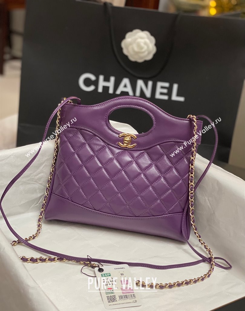Chanel 31 Bag Shiny Lambskin Mini Shopping Bag AS4133 Dark Purple 2024 (yezi-240517067)