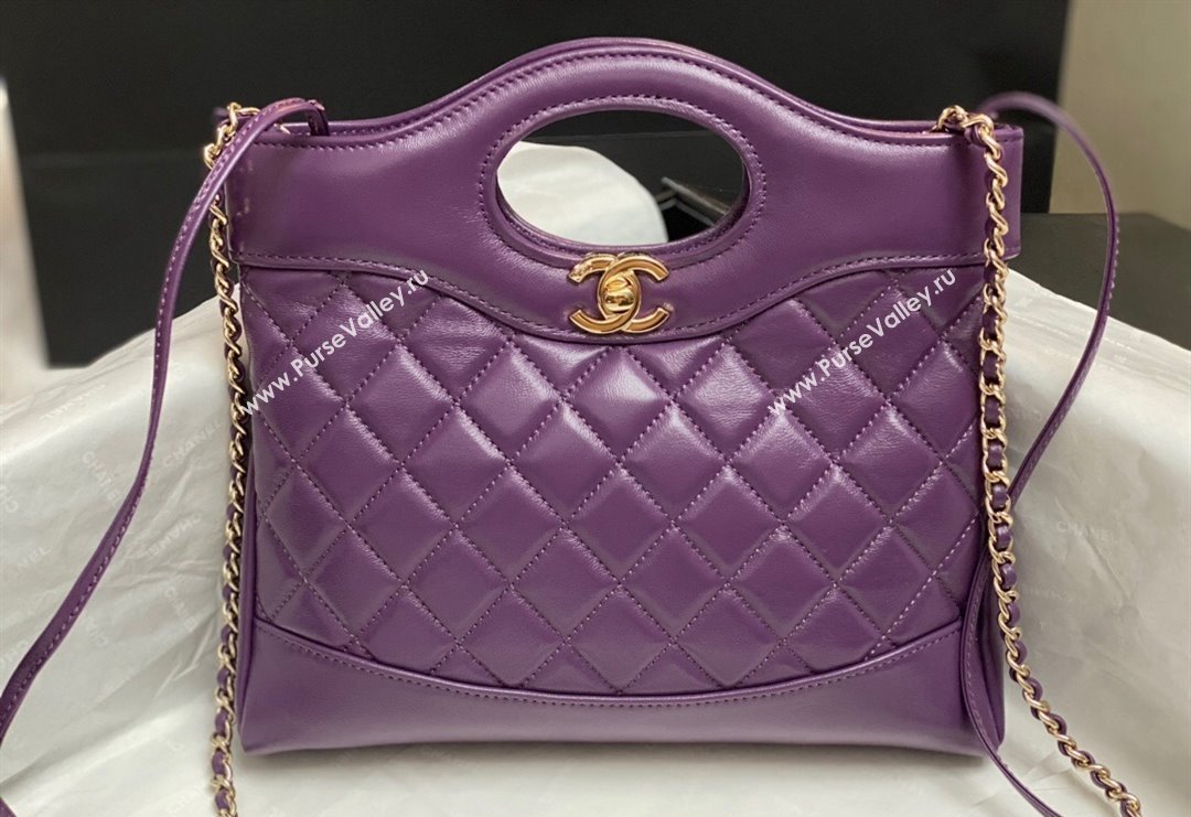 Chanel 31 Bag Shiny Lambskin Mini Shopping Bag AS4133 Dark Purple 2024 (yezi-240517067)