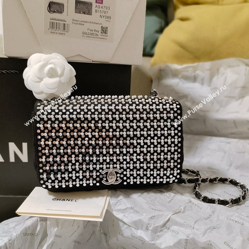 Chanel Sequins Pearls Mini Flap Evening bag AS4793 Black 2024 (yezi-240517139)