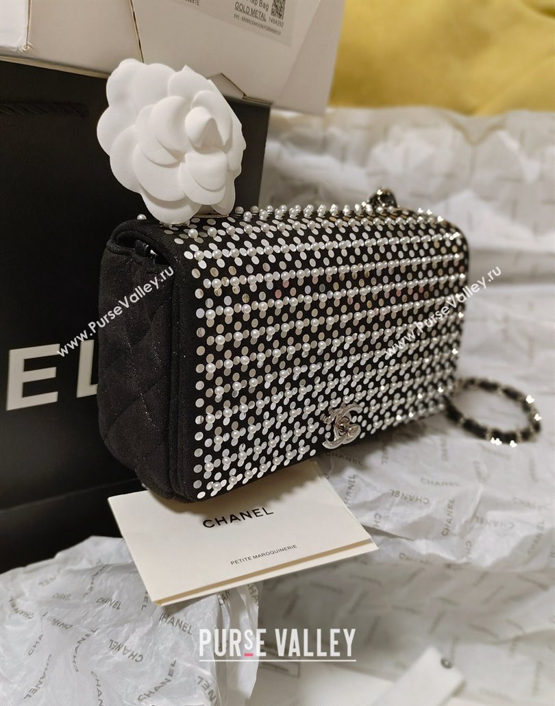Chanel Sequins Pearls Mini Flap Evening bag AS4793 Black 2024 (yezi-240517139)