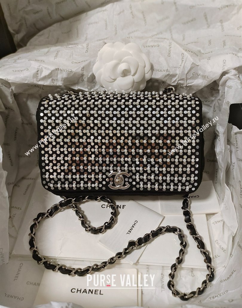 Chanel Sequins Pearls Mini Flap Evening bag AS4793 Black 2024 (yezi-240517139)
