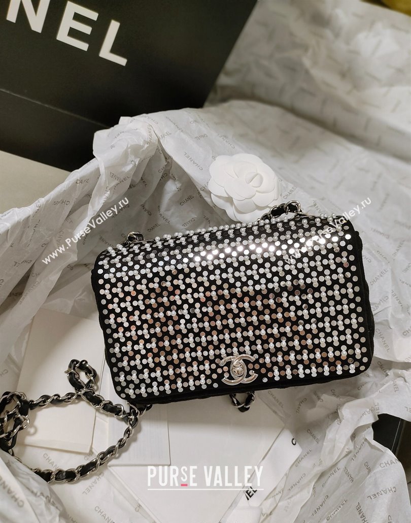 Chanel Sequins Pearls Mini Flap Evening bag AS4793 Black 2024 (yezi-240517139)