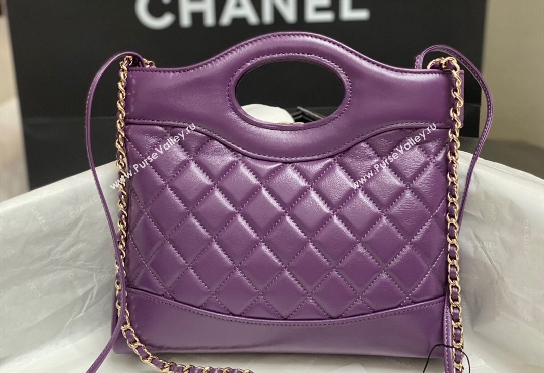 Chanel 31 Bag Shiny Lambskin Mini Shopping Bag AS4133 Dark Purple 2024 (yezi-240517067)