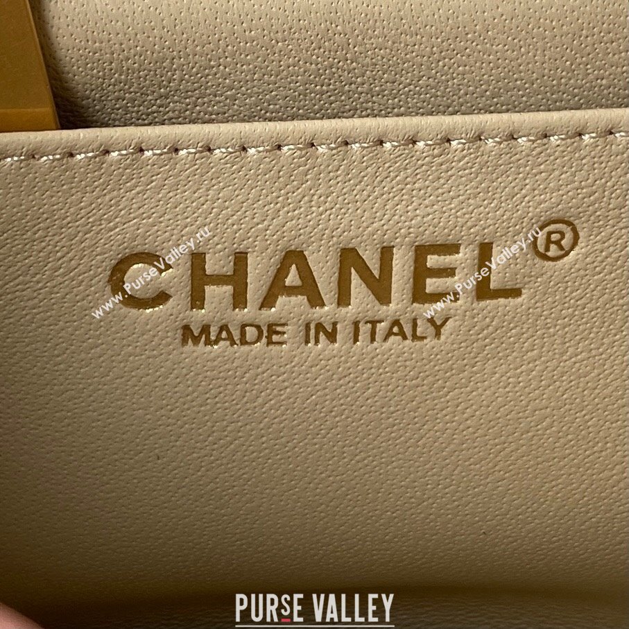 Chanel Lambskin Mini Square Flap Bag with Gold-Tone Metal Ball AS1786 Beige 2024 (yezi-240517108)