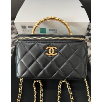Chanel Lambskin Clutch with Chain and CC Top Handle Black 2024 A96069 (yezi-240518001)