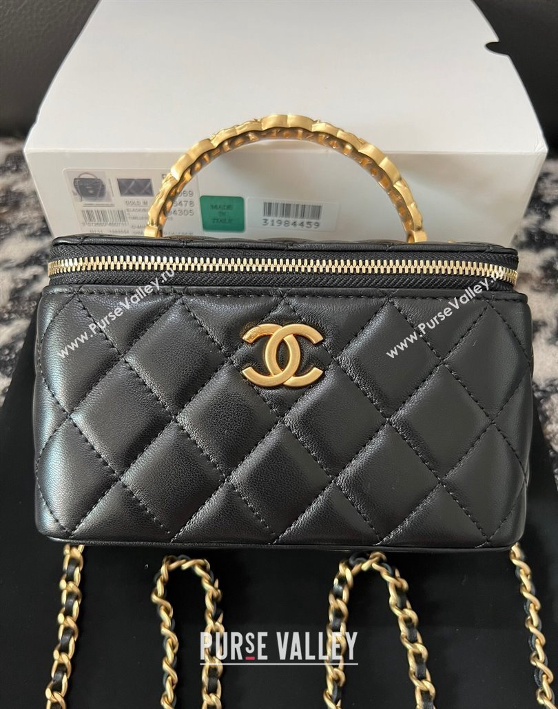 Chanel Lambskin Clutch with Chain and CC Top Handle Black 2024 A96069 (yezi-240518001)