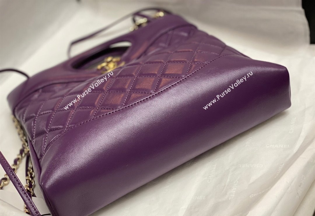 Chanel 31 Bag Shiny Lambskin Mini Shopping Bag AS4133 Dark Purple 2024 (yezi-240517067)