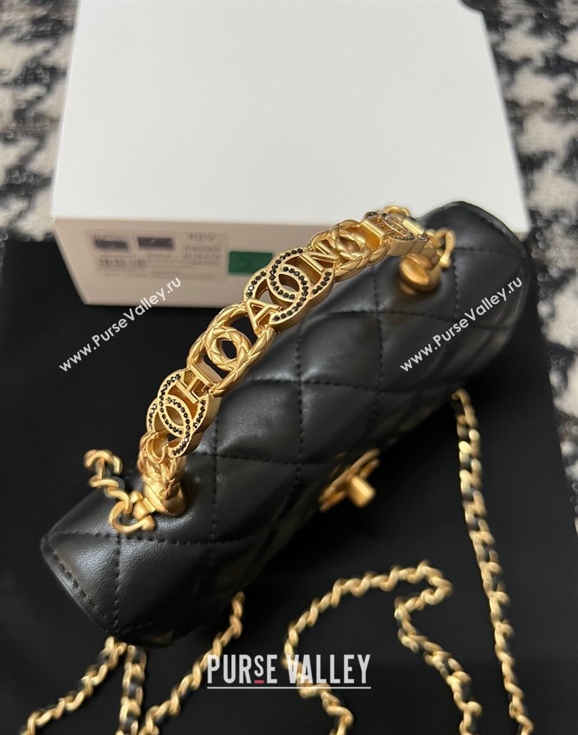 Chanel Shiny Lambskin Clutch with Chain and CC Top Handle Black 2024 A96068 (yezi-240518005)