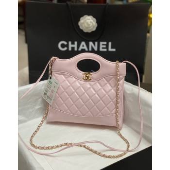 Chanel 31 Bag Shiny Lambskin Mini Shopping Bag AS4133 Light Pink 2024 (yezi-240517068)
