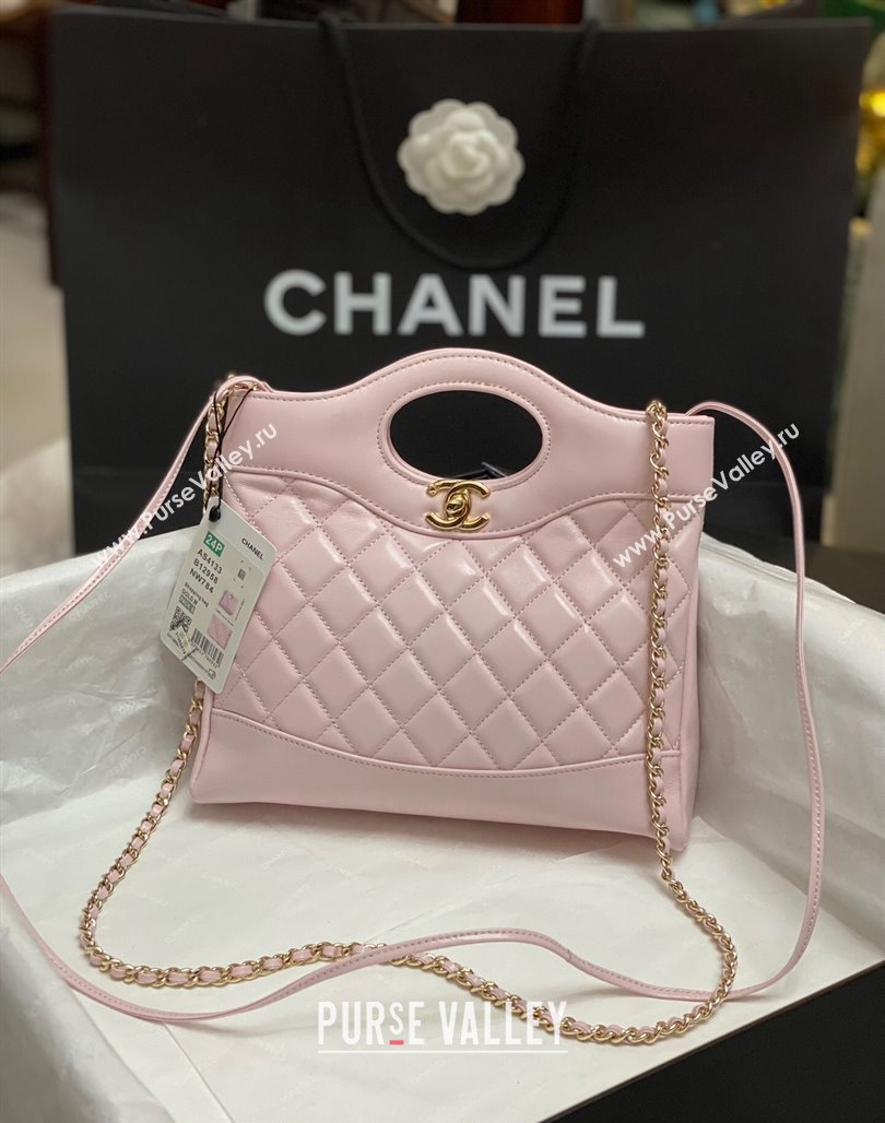 Chanel 31 Bag Shiny Lambskin Mini Shopping Bag AS4133 Light Pink 2024 (yezi-240517068)