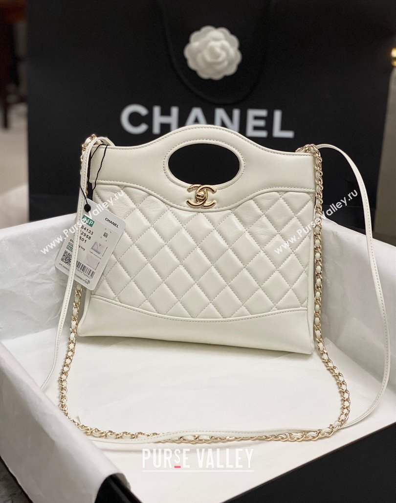 Chanel 31 Bag Shiny Lambskin Mini Shopping Bag AS4133 White 2024 (yezi-240517069)