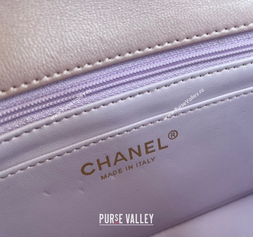 Chanel Patent Calfskin Mini Classic Flap bag with Top Handle AS2431 Pink 2 2024 (yezi-240518017)