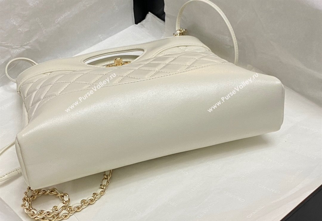 Chanel 31 Bag Shiny Lambskin Mini Shopping Bag AS4133 White 2024 (yezi-240517069)