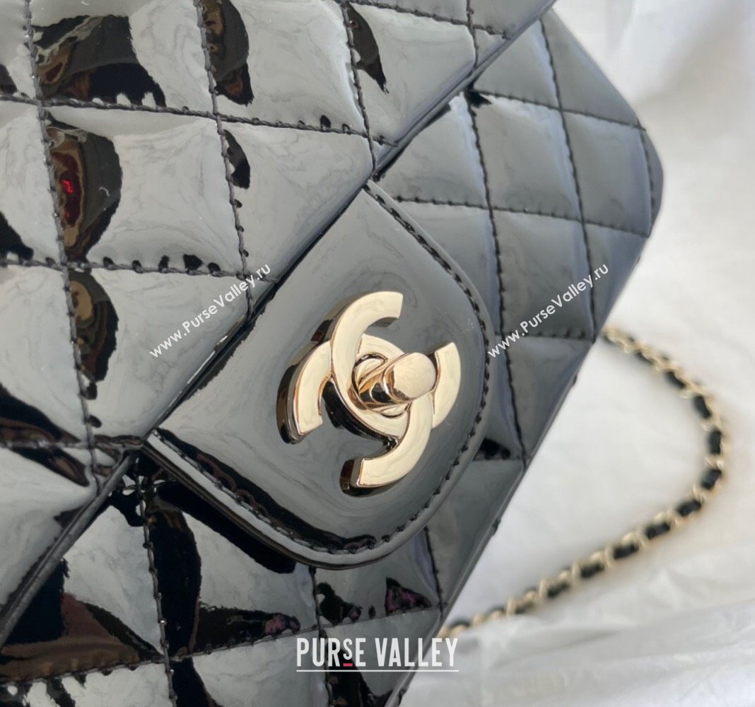 Chanel Patent Calfskin Mini Classic Flap bag with Top Handle AS2431 Black 2024 (yezi-240518020)
