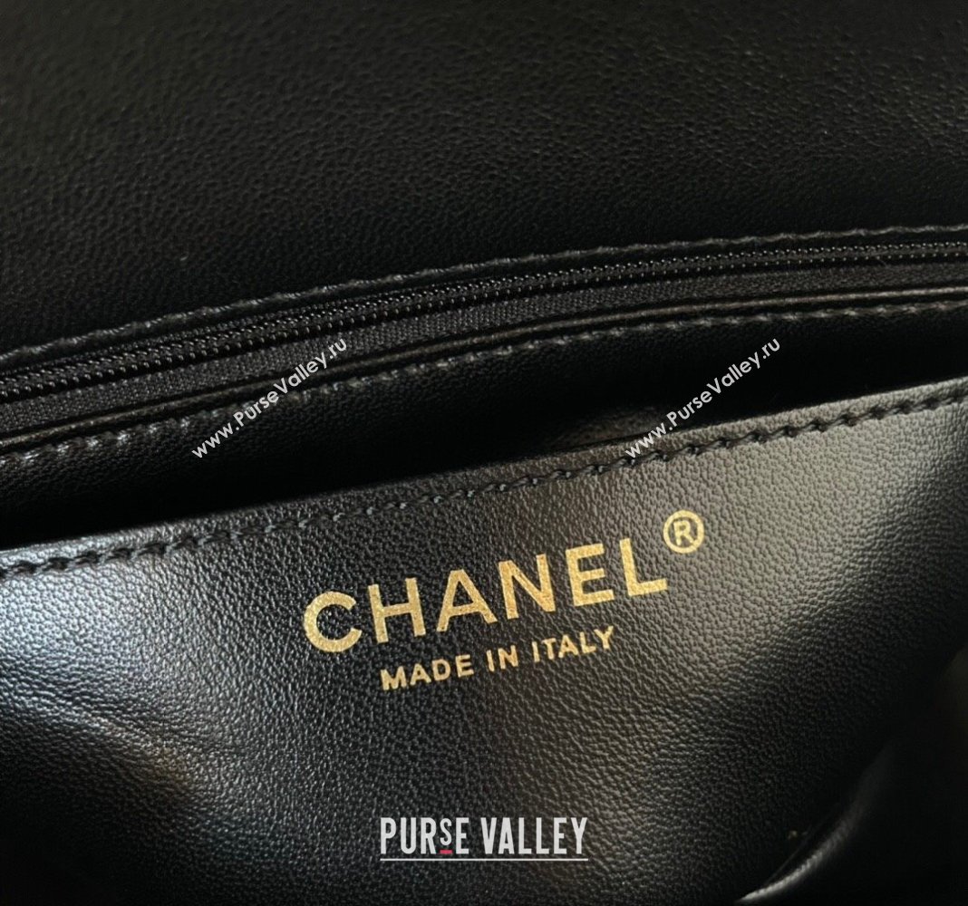 Chanel Patent Calfskin Mini Classic Flap bag with Top Handle AS2431 Black 2024 (yezi-240518020)