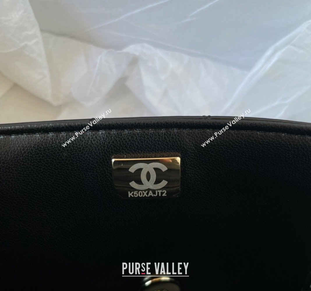 Chanel Patent Calfskin Mini Classic Flap bag with Top Handle AS2431 Black 2024 (yezi-240518020)