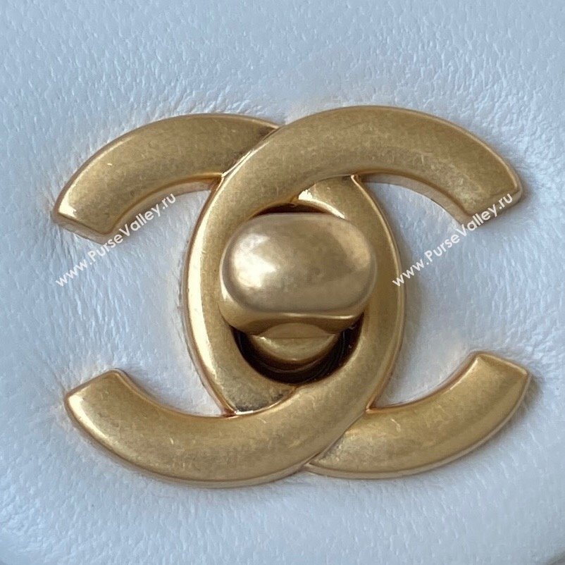 Chanel Lambskin Mini Square Flap Bag with Gold-Tone Metal Ball AS1786 White 2024 (yezi-240517109)