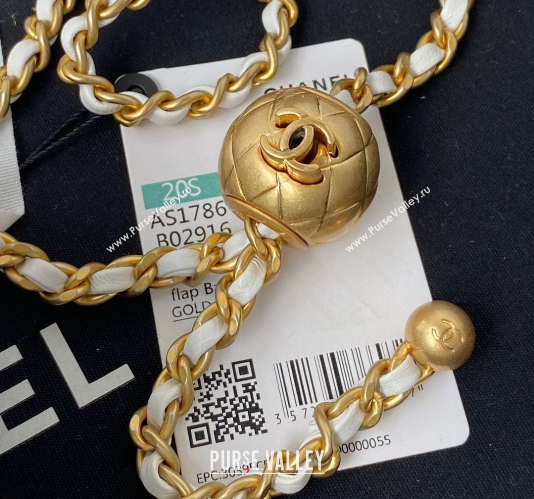 Chanel Lambskin Mini Square Flap Bag with Gold-Tone Metal Ball AS1786 White 2024 (yezi-240517109)