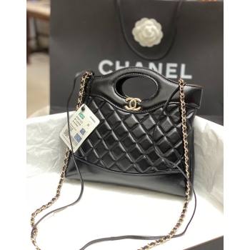 Chanel 31 Bag Shiny Lambskin Mini Shopping Bag AS4133 Black 2024 (yezi-240517070)